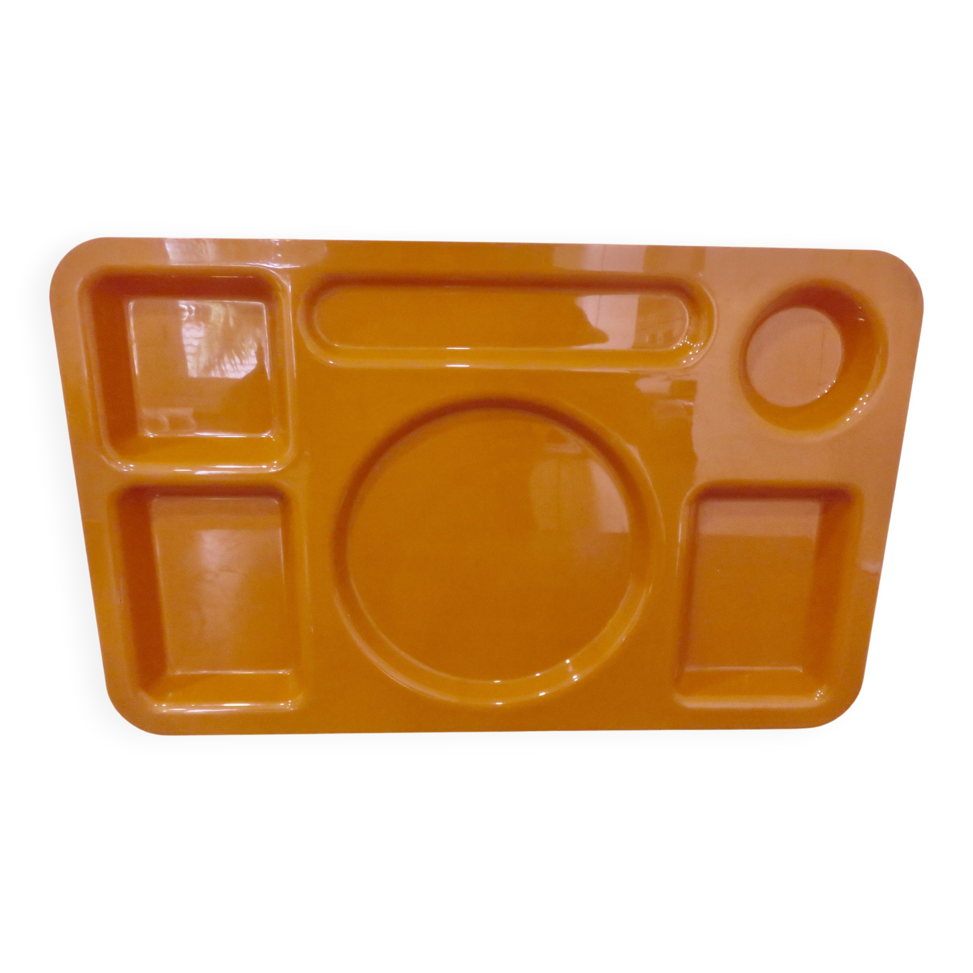 Set of 3 Guzzini trays in transparent ABS and orange ABS, 1970, vintage.