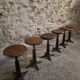 Ensemble de 6 tabourets industriels réglables Singer anciens, France, vers 1900–1930