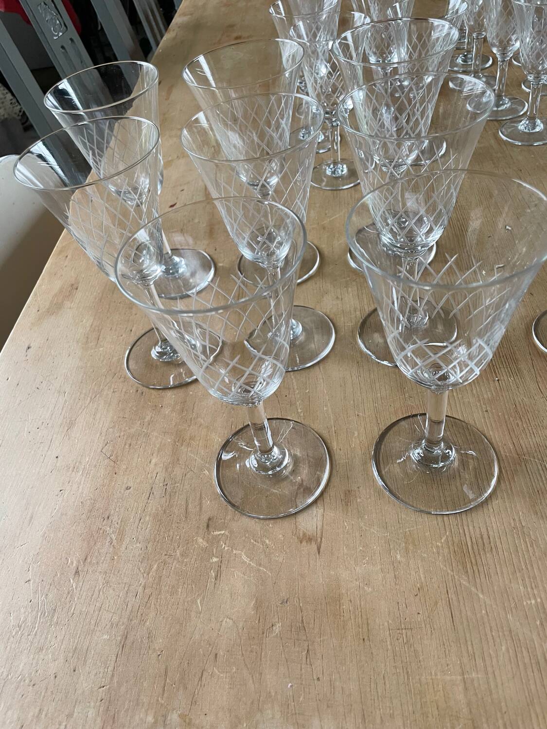 Set of 37 crystal glasses from the 50s