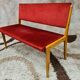 Two-seater red velvet bench 1970 vintage