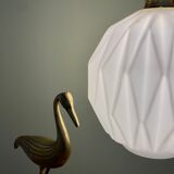 Vintage origami globe pendant lamp in white opaline