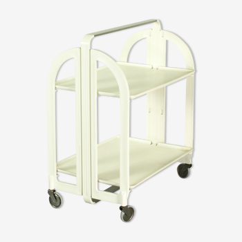 Foldable serving trolley on wheels by guzzini, made in italy 1970s
