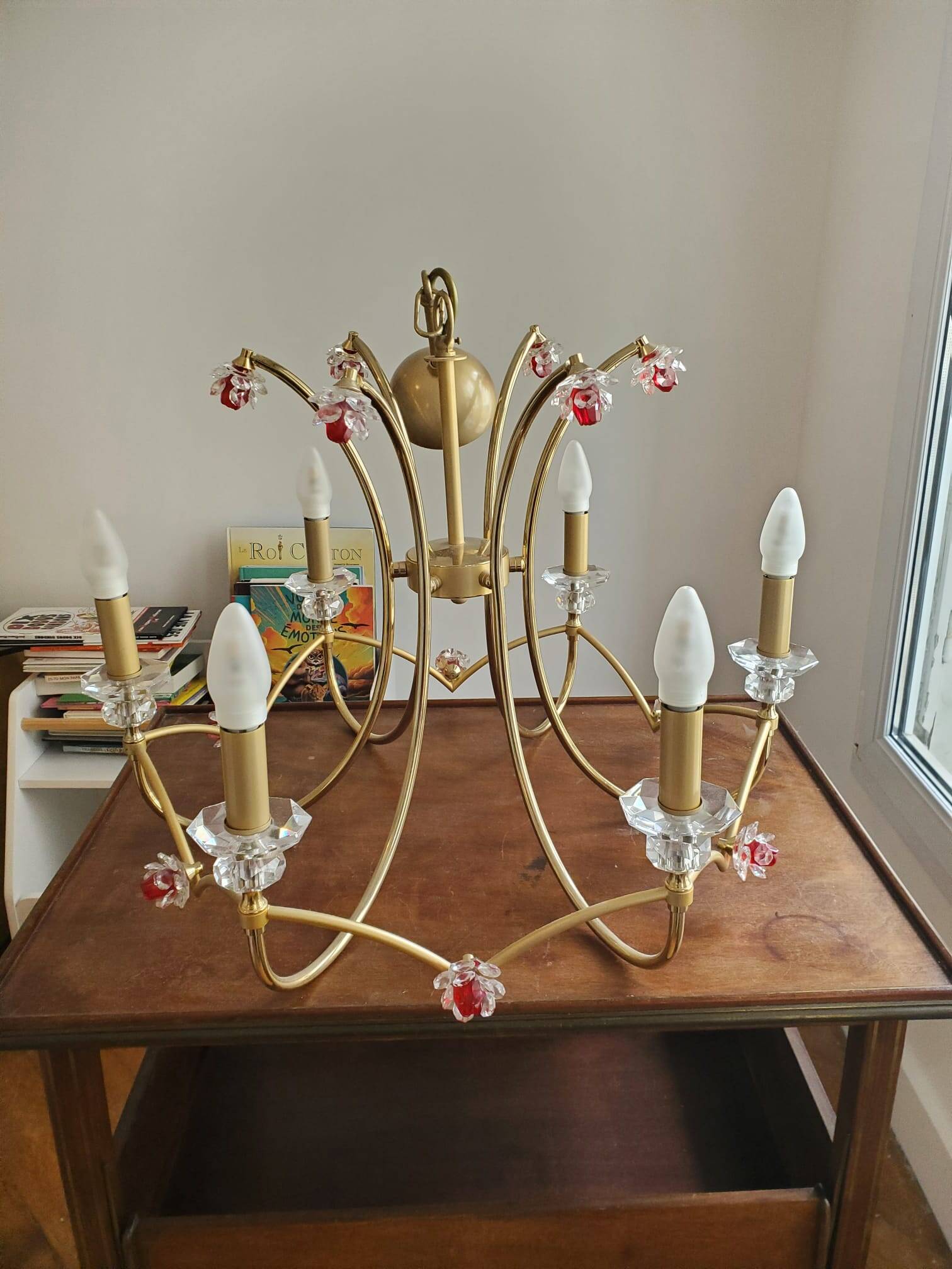 Vianden designer brass and crystal pendant light by Castro Lighting