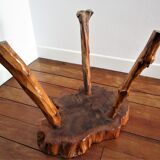 Coffee table solid wood tripod vintage folk art