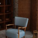 Modern Danish, curved oak chaise longue, attributed to Viggo Boesen, 1950s