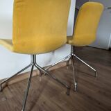 Set of 2 mustard chairs with chrome legs Made in Italy