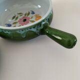 Duo of flowery caquelons