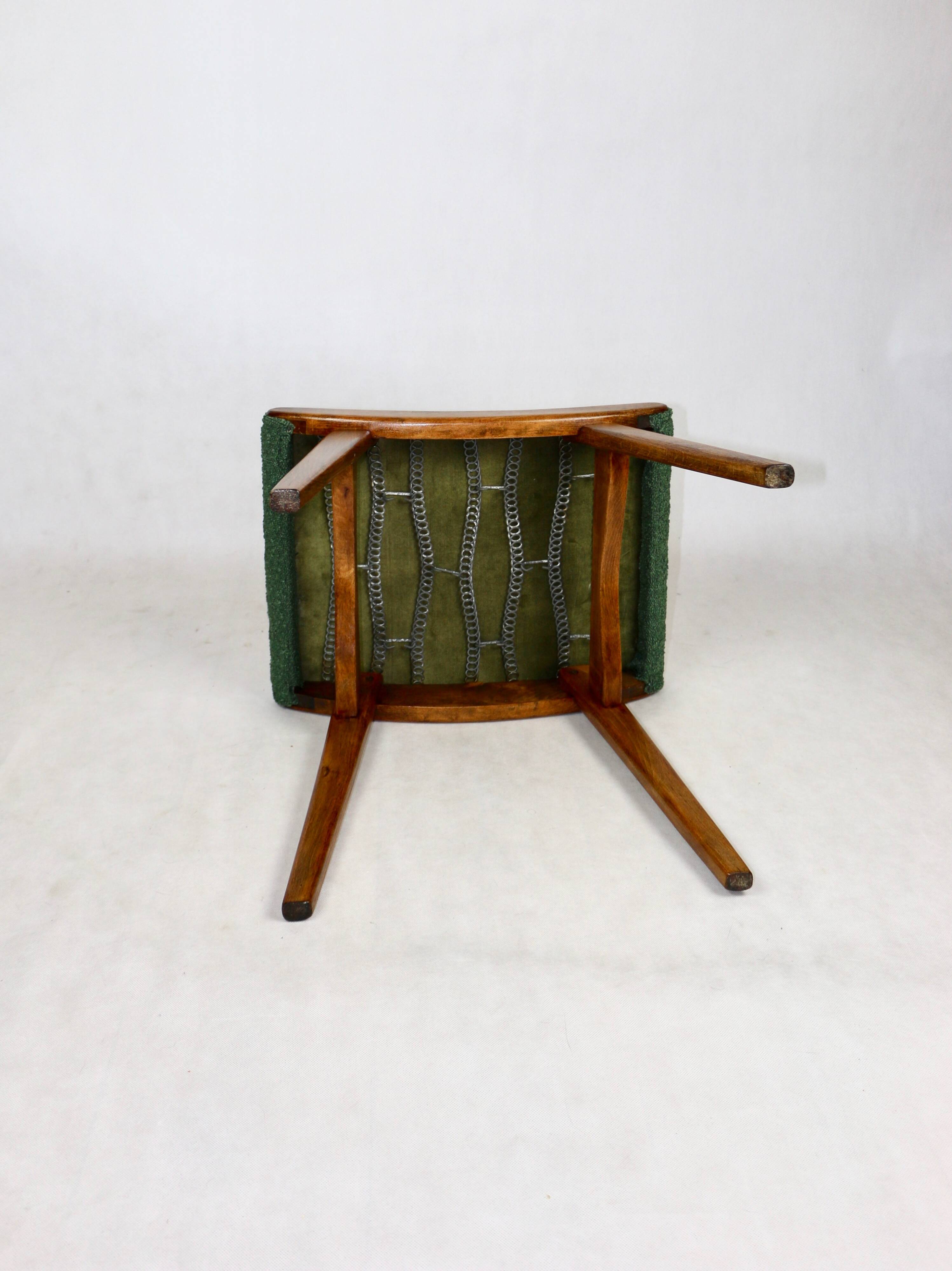 Green boucle Art Deco stool seat - 2 pieces available