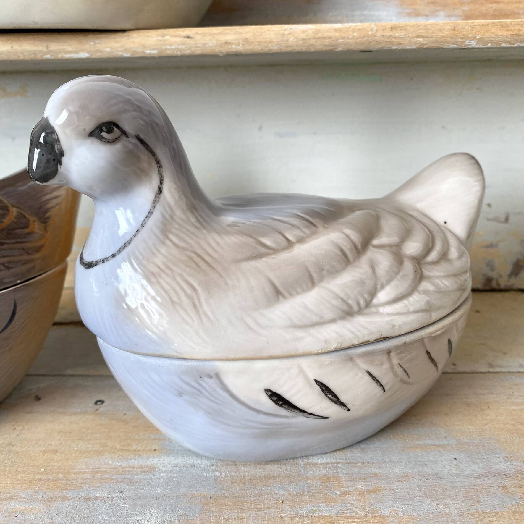 Ceramic partridge, zoomorphic terrines by Michet Caugant.