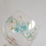 Set of 4 glasses with feet model Véronica Forget-me-nots France vintage