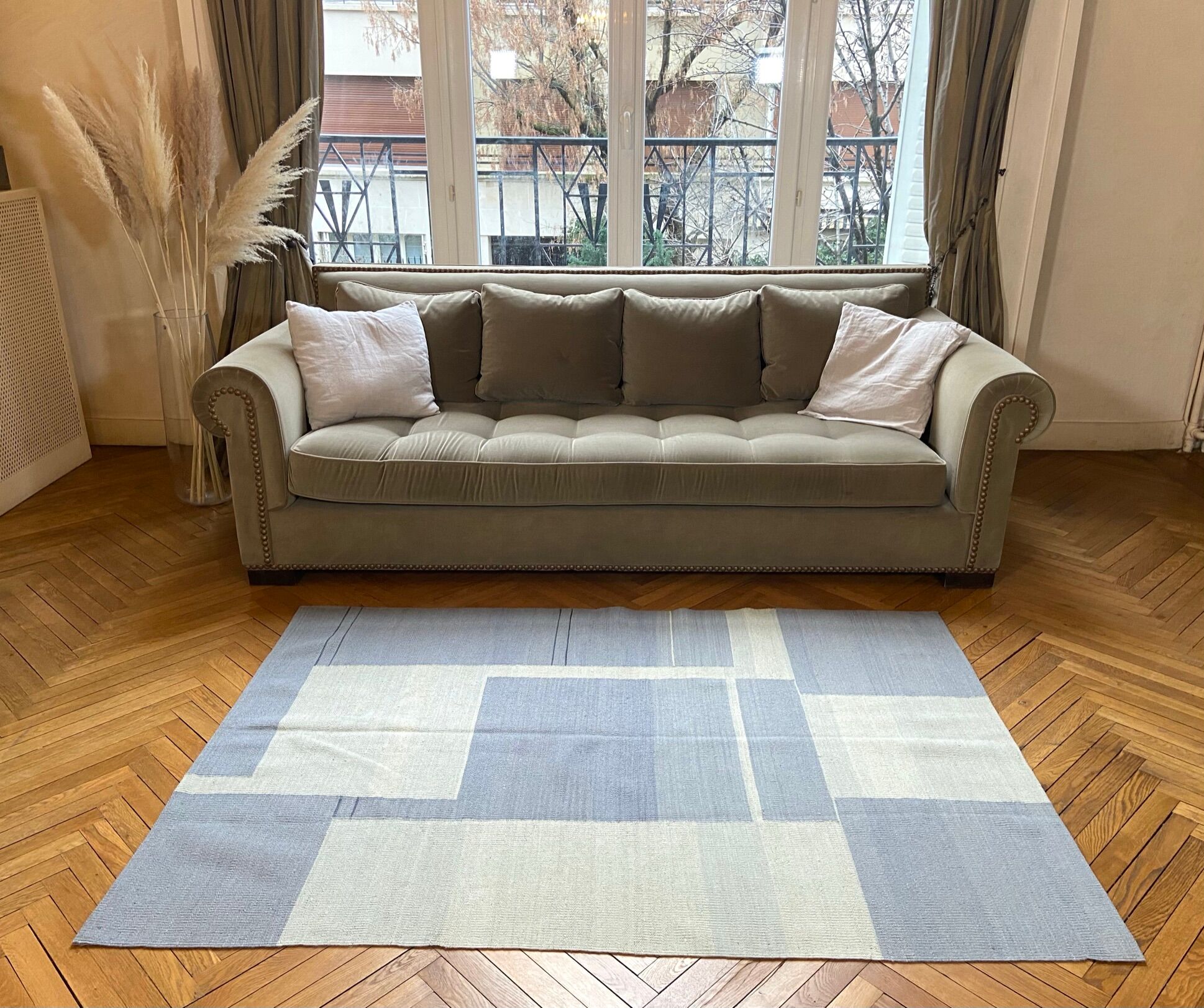 Modern blue kilim carpet