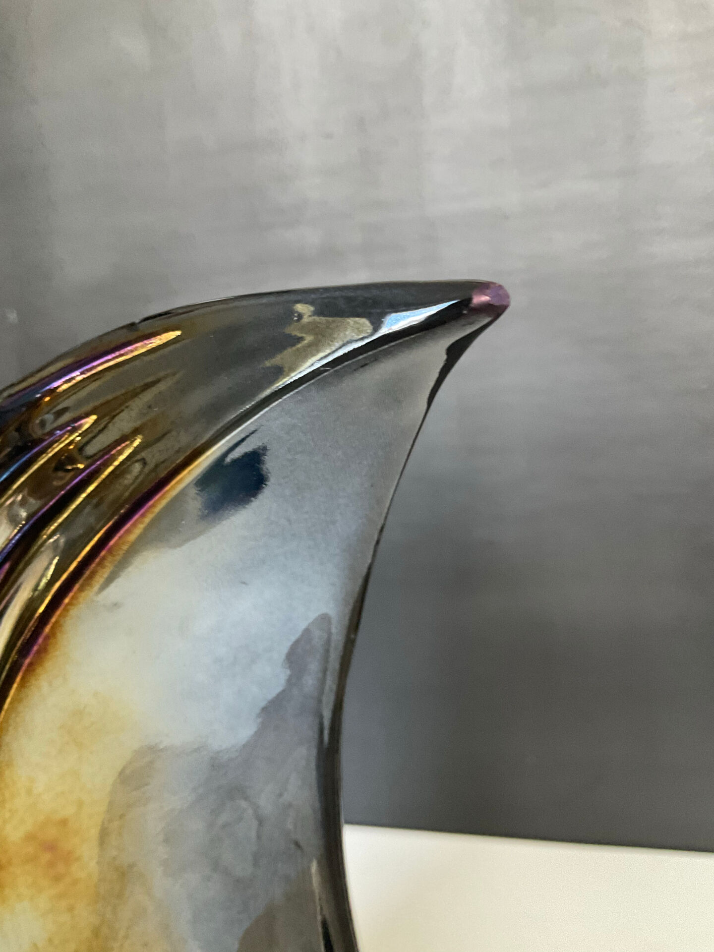 Iridescent ceramic pitcher from Bassano, Italy, from the 1970s.