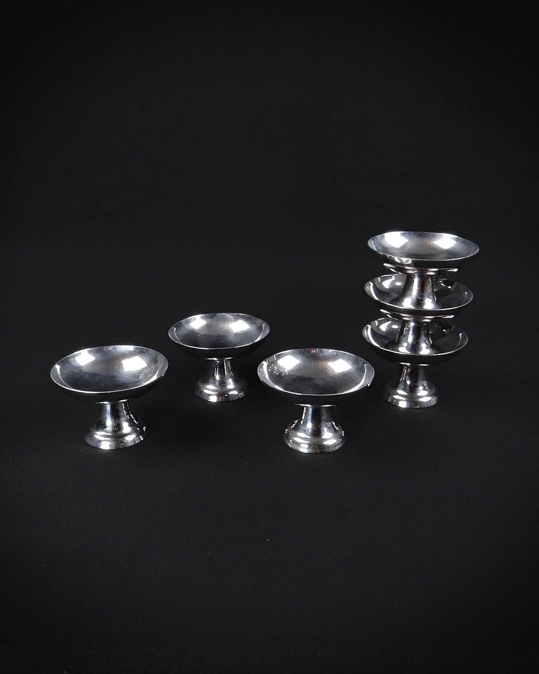 6 stainless steel ice cream bowls on foot stainless steel dessert service