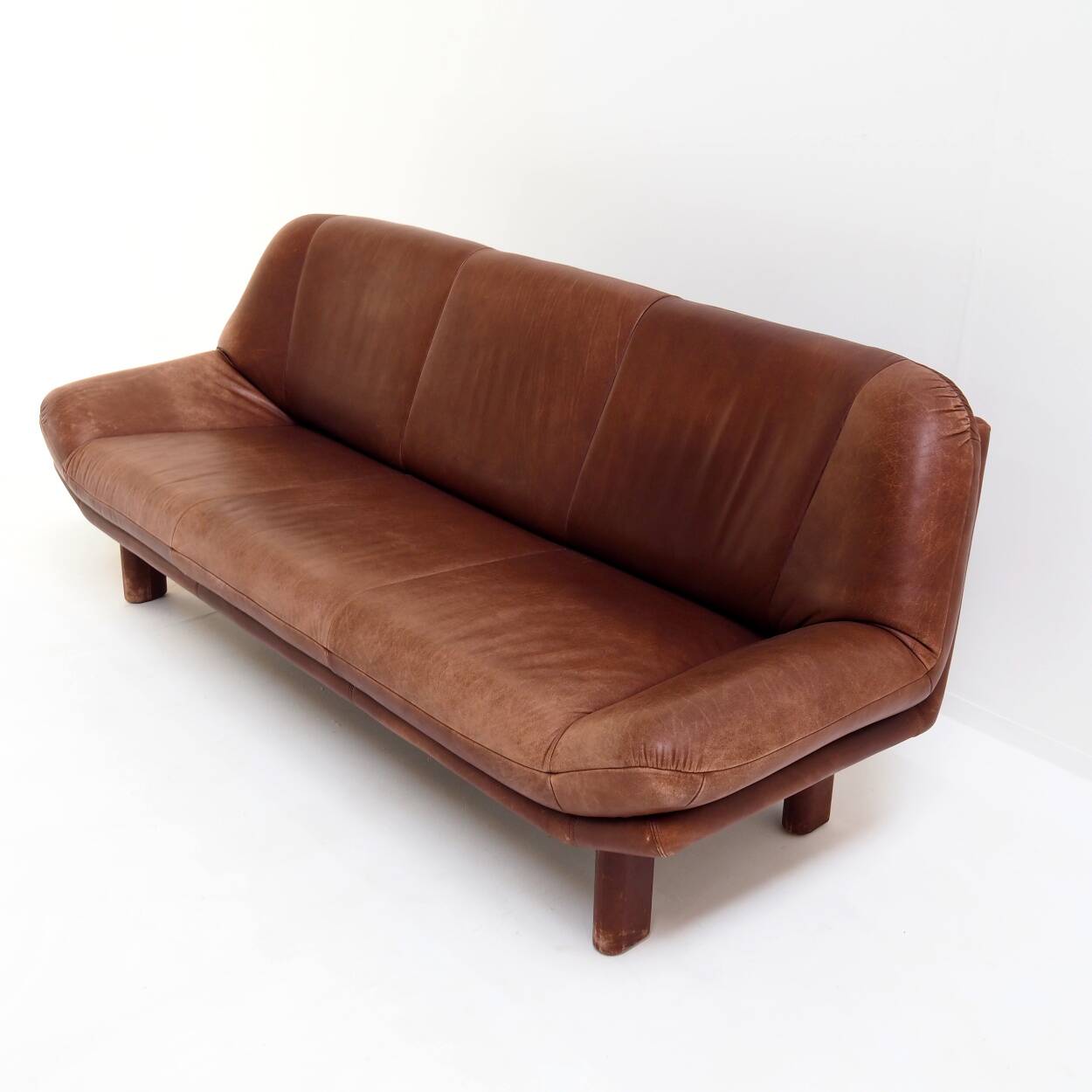 3-Seater Sofa with Great Patina in Brown Leather Upholstery