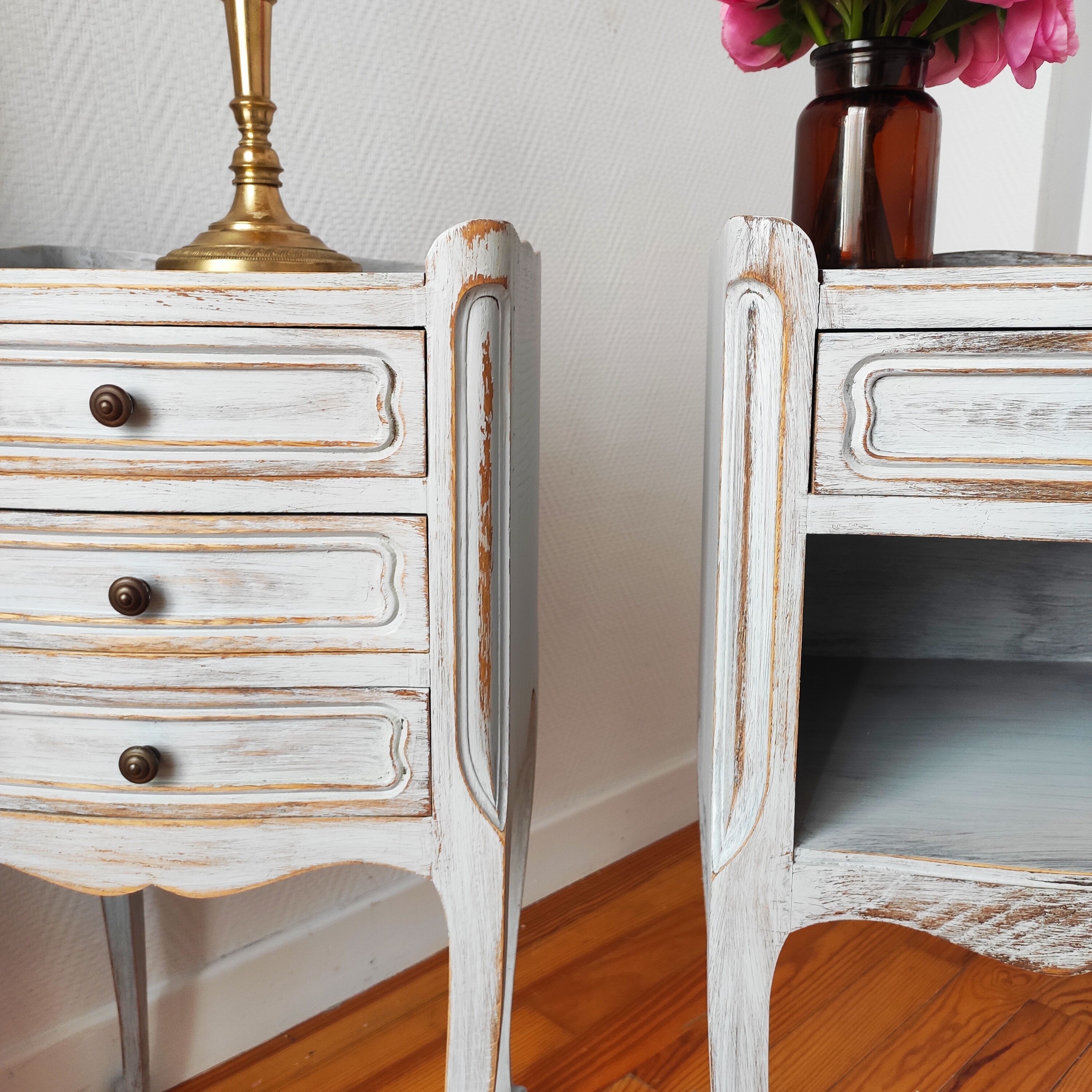 Pair of weathered bedside tables
