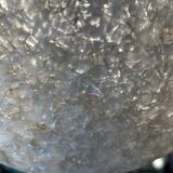 Resin and teak ball pendant light