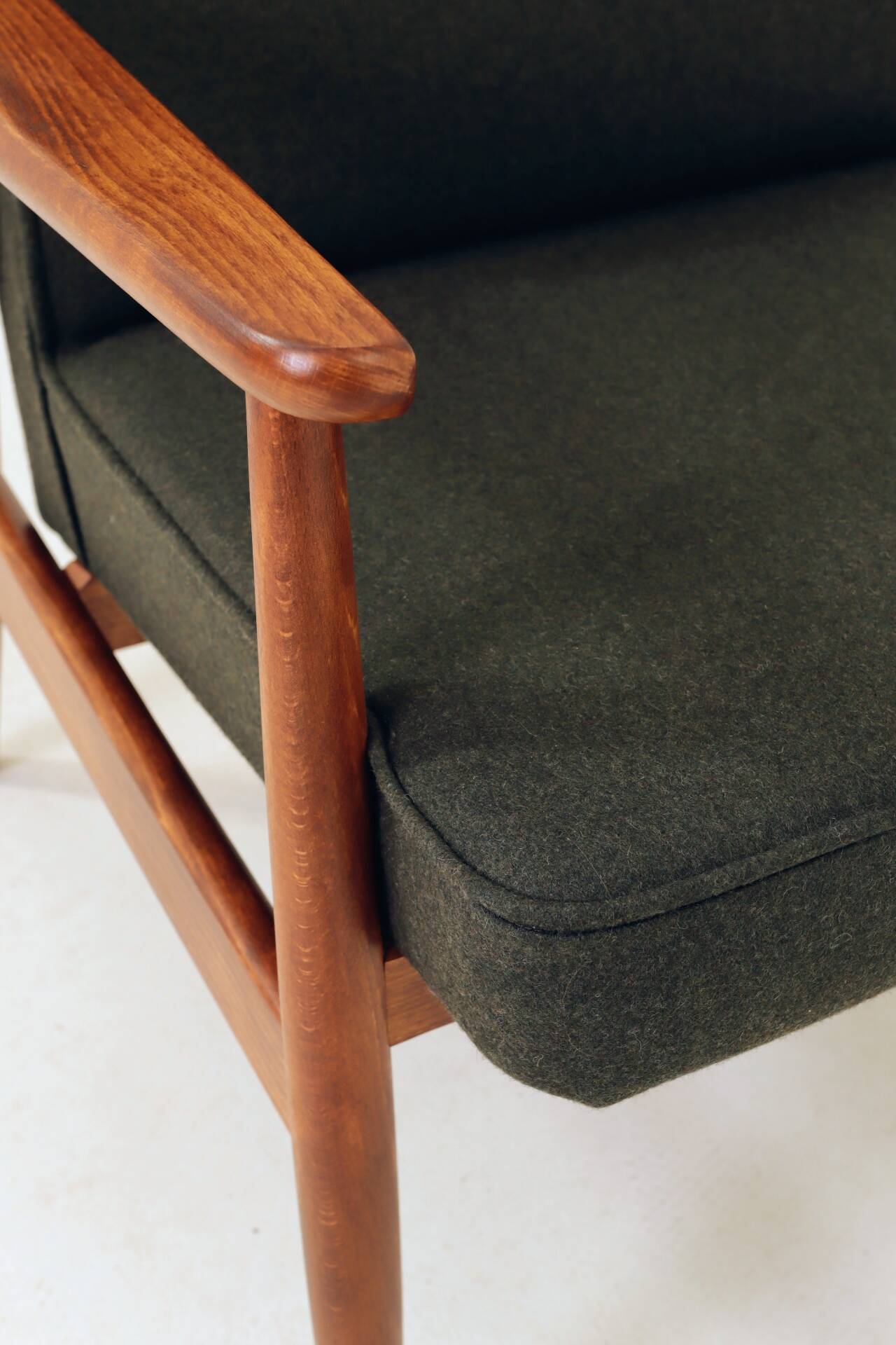 Modern living room chair deep olive green wool by M.Zielinski
