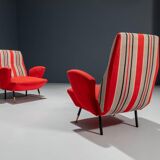 Set of 2 Italian disco chairs in original tapestry 1960s