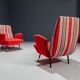 Set of 2 Italian disco chairs in original tapestry 1960s
