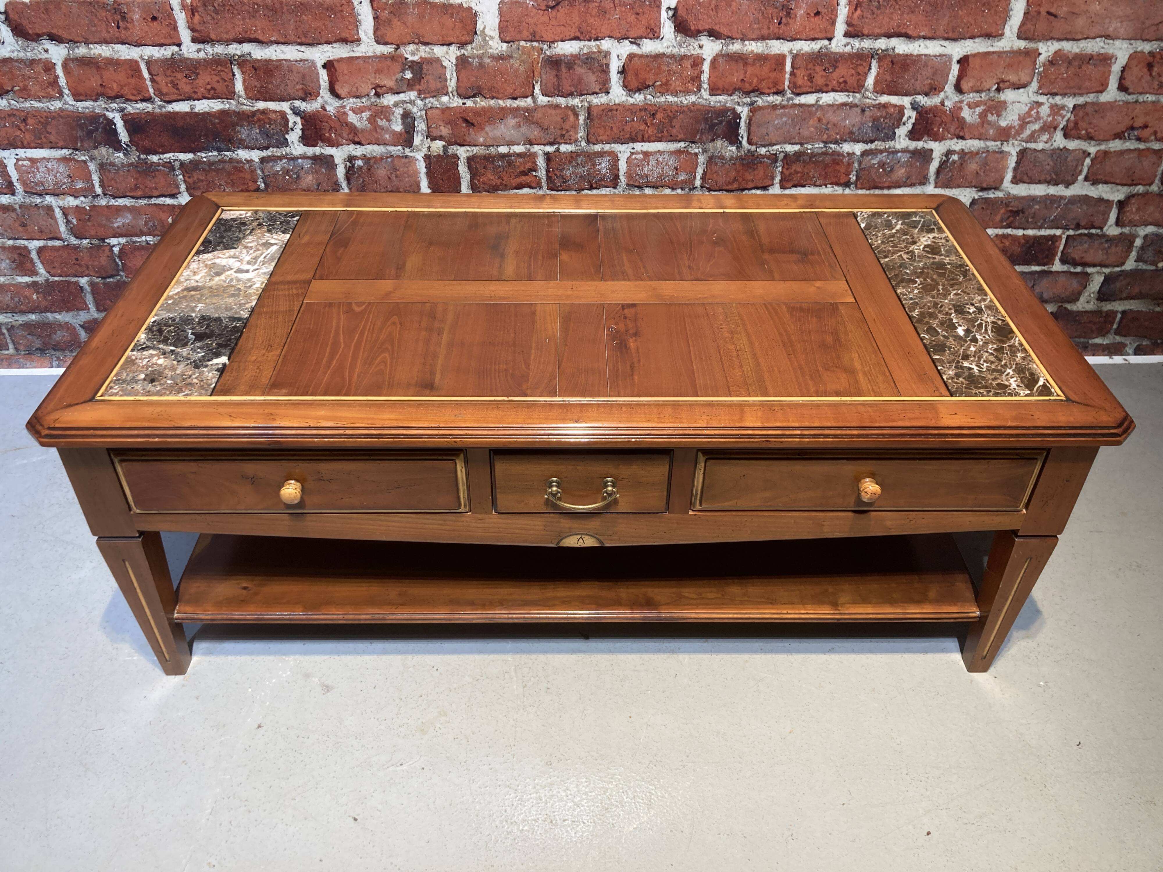 Wood and marble coffee table