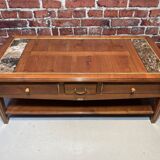 Wood and marble coffee table