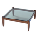 Square japandi style glass oak coffeetable, 1970s