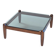 Square japandi style glass oak coffeetable, 1970s