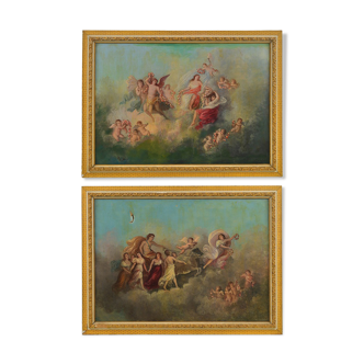 Pair of paintings Venus and Apollo