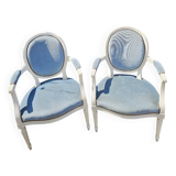 Two Louis XV style berger armchairs