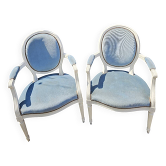 Two Louis XV style berger armchairs
