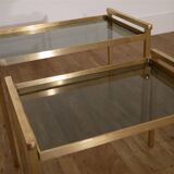 Italian nesting tables in brass and glass, 1970