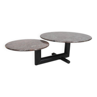 Sculptural coffee table in granite and wood, Italy 1980s.