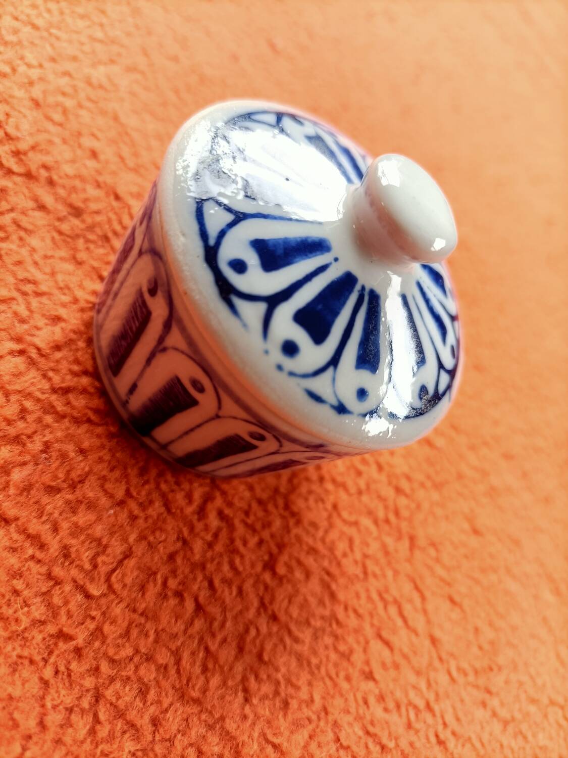 Small vintage blue ceramic box