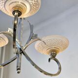 French chandelier, with pink glass shades, Art Deco