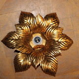 Pair of wall lamps or ceiling lamps in gold metal around 1980