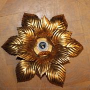 Pair of wall lamps or ceiling lamps in gold metal around 1980