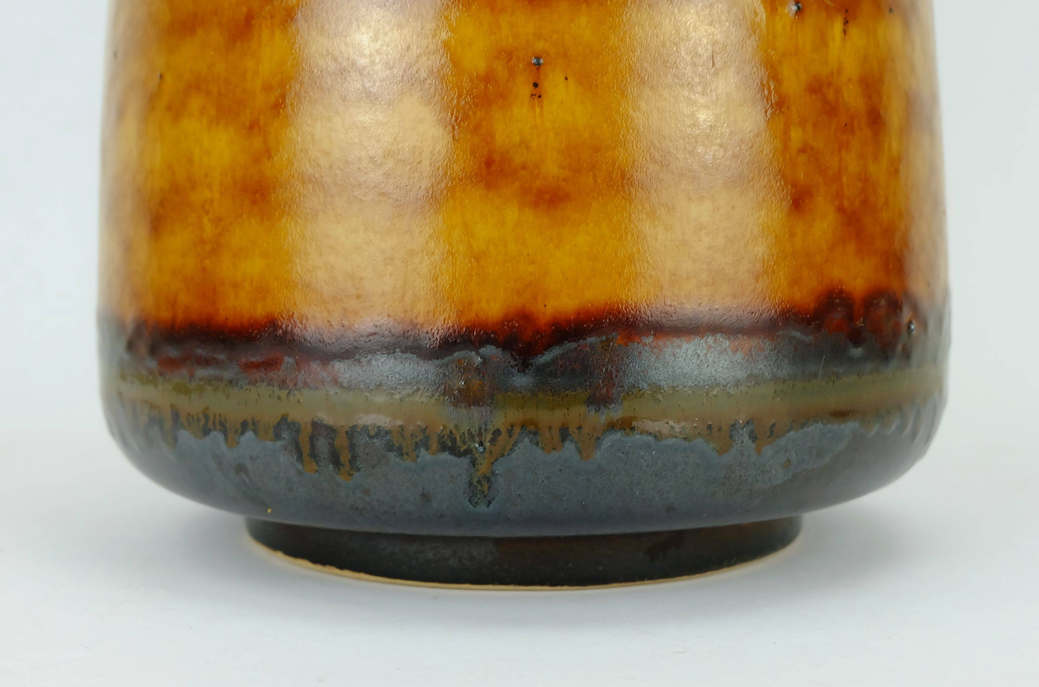 large 60s VASE ceramic model no. 1109/1 amber with red and brown