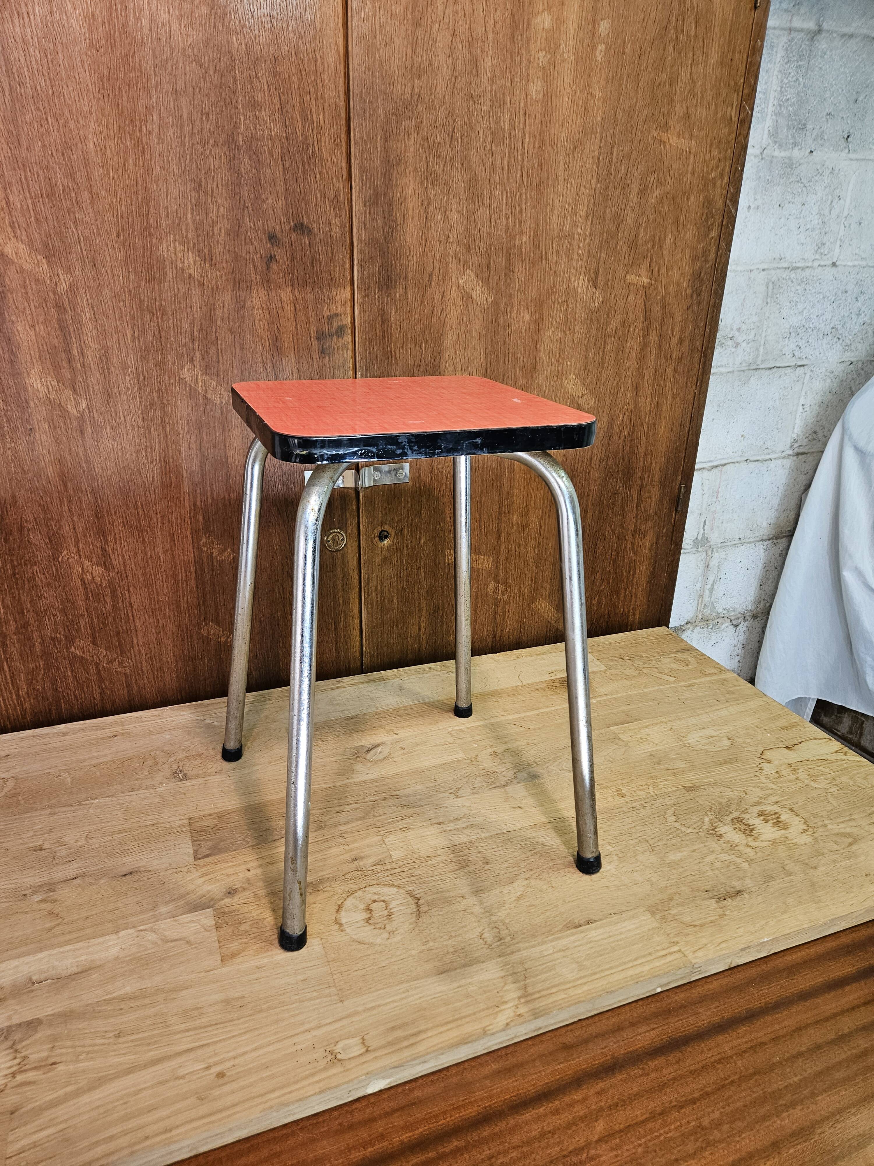 Pink formica stool 1960