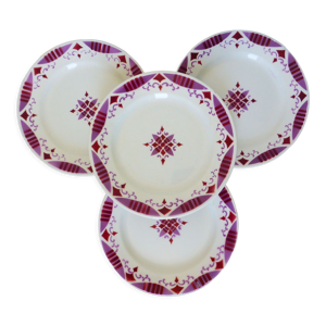 4 assiettes plates en terre de