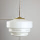 Mid-century Cascade Brass and Opaline Pendant Lamp