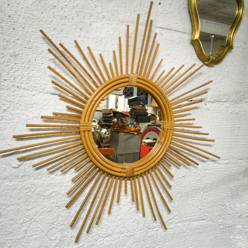 Rattan sun mirror