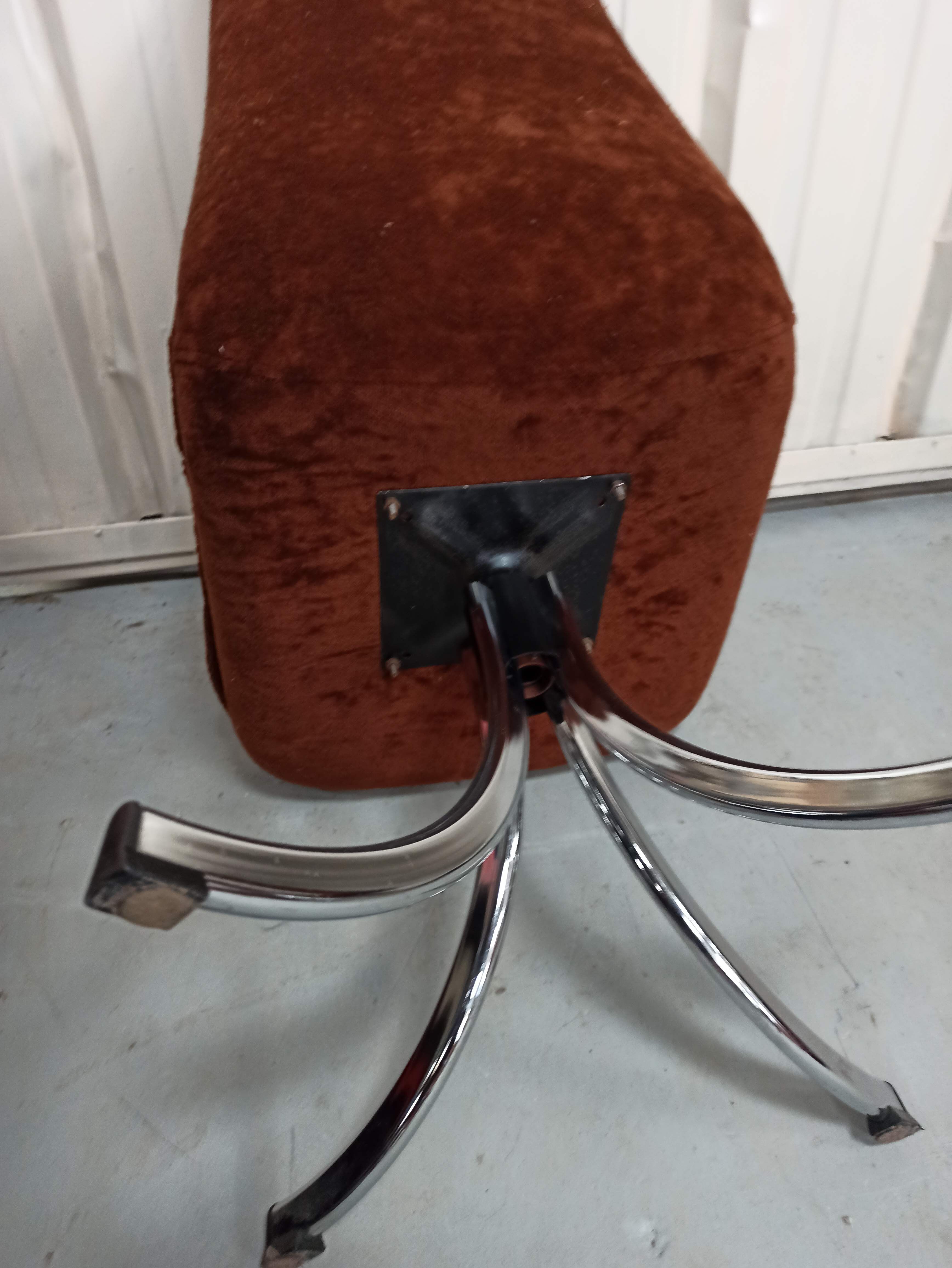 Set of 6 chrome velvet bucket chairs from the 70s
