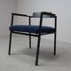 Pair of Postmodern armchairs in steel and mahogany, 1970s