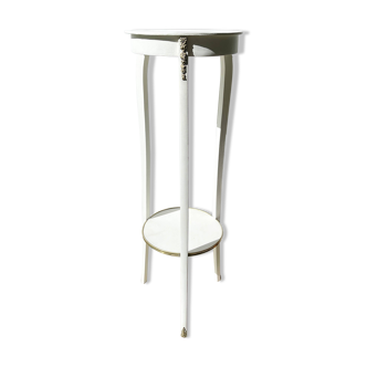 White wooden stand with brass ornaments, Art Deco style