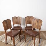 Ensemble de 4 chaises Art déco en bois sculpté