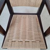 4 French mahogany and rope chairs 1950s