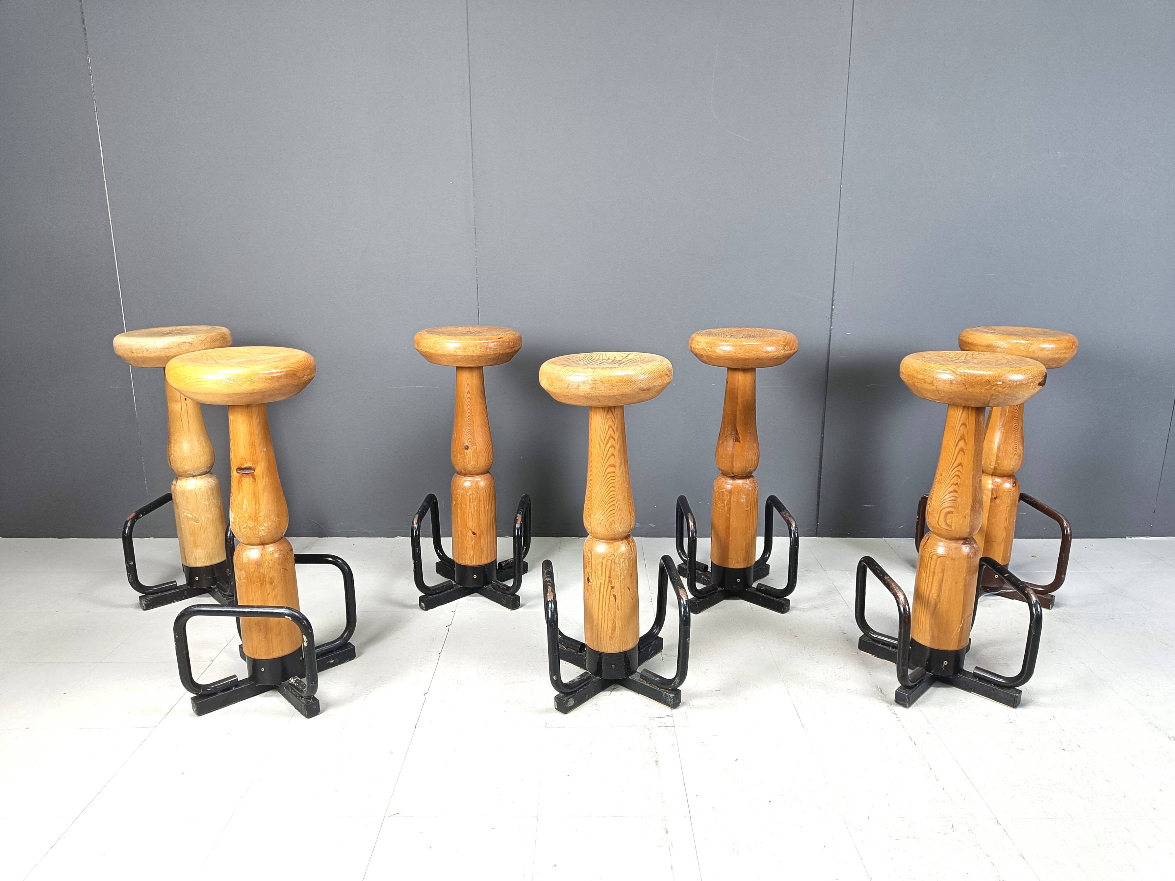 Mid century brutalist bar stools, 1960s - set of 7