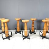 Mid century brutalist bar stools, 1960s - set of 7