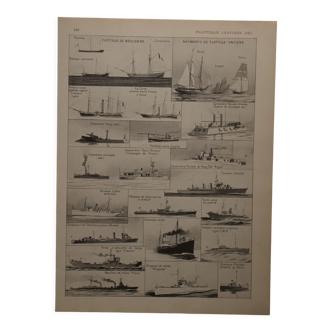 Lithographie originale sur les navires de flotille