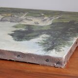 Oil on canvas painting herd of cows in the meadow